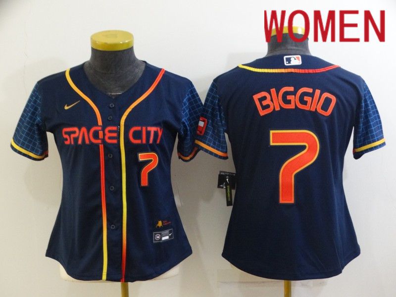 Women Houston Astros 7 Biggio Blue City Edition Game Nike 2022 MLB Jerseys